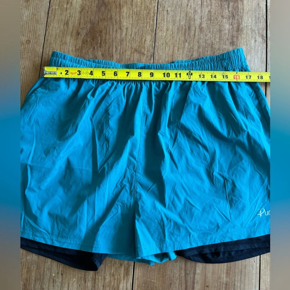 Pudolla Mens Shorts green & Black Running Workout Lined Drawstring Active XXL‎